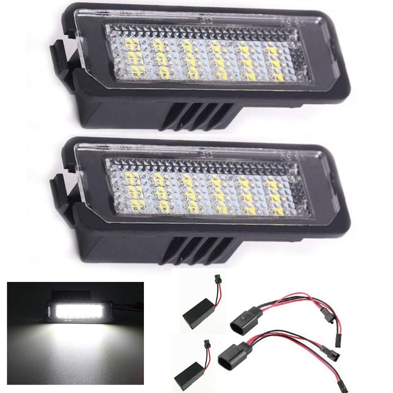 csslyzl 2Pcs Error Free LED License Plate Lights Tag Lamp Assembly Compatible/Replacement for Volkswagen VW Golf GTI MK4 MK5 MK6 MK7 CC Rabbit Polo EOS Phaeton Beetle Scirocco, 6000K White - Image 2